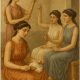donne siciliane intente a cardare la lana