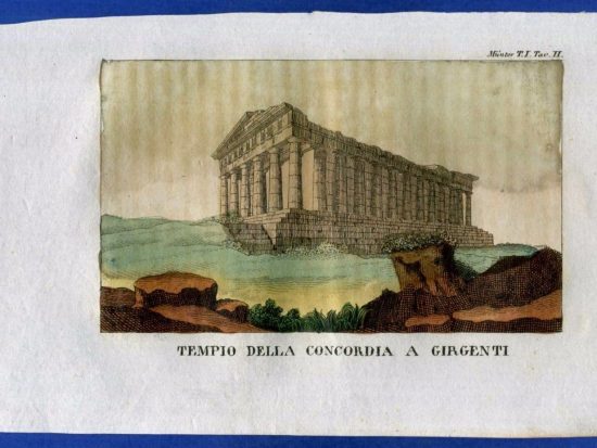 tempio della concordia in una stampa prima metà dell'ottocento